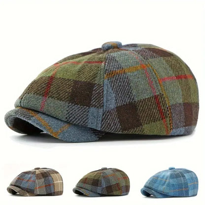 Boina octogonal de mezcla de lana a cuadros | Mataró