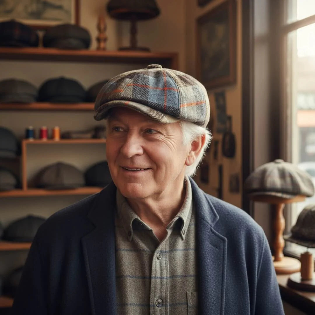 Boina octogonal de mezcla de lana a cuadros | Mataró